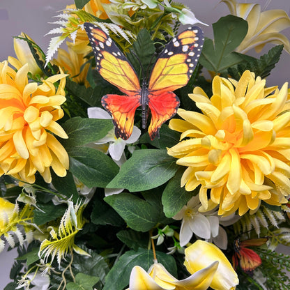 Butterfly Blooms Pre-Made Vase Insert (Yellow/Cream)