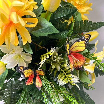 Butterfly Blooms Pre-Made Vase Insert (Yellow/Cream)