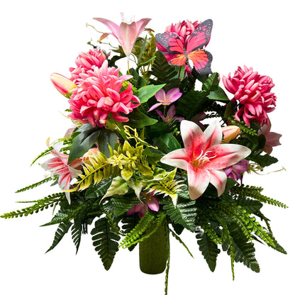 Butterfly Blooms Pre-Made Vase Insert (Pink/Cream)