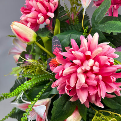 Butterfly Blooms Pre-Made Vase Insert (Pink/Cream)