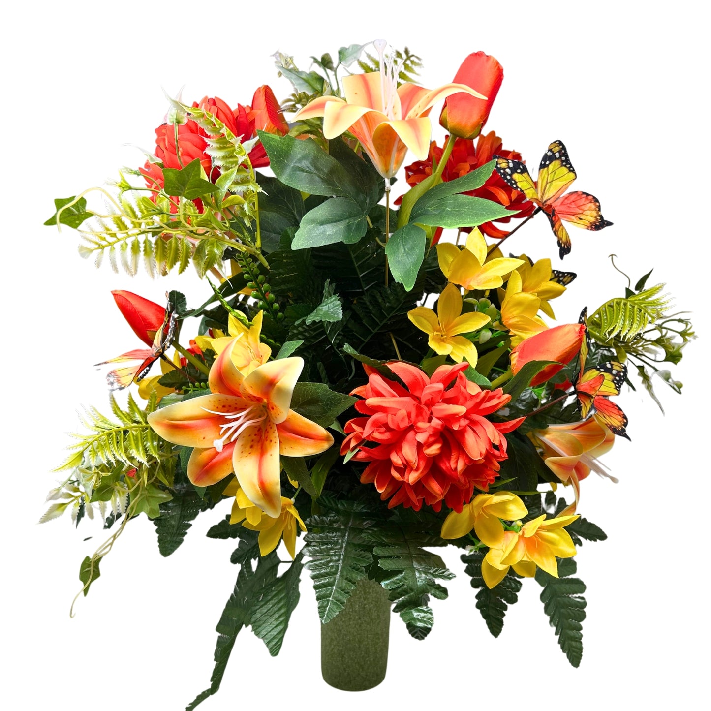 Butterfly Blooms Pre-Made Vase Insert (Orange/Yellow)