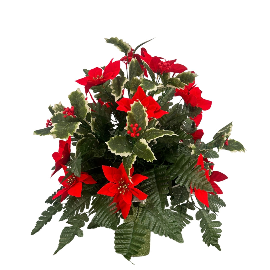 "Holiday Beauty" Pre-Made Vase Insert (Red, Dark Green)
