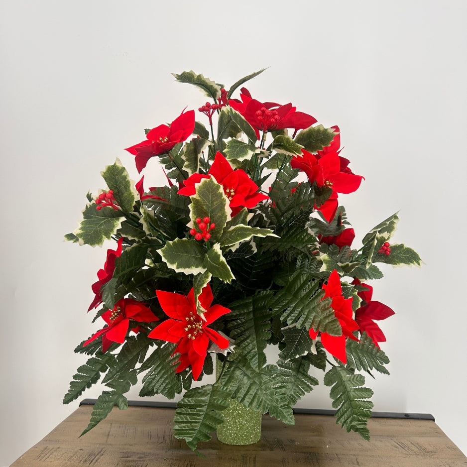 "Holiday Beauty" Pre-Made Vase Insert (Red, Dark Green)