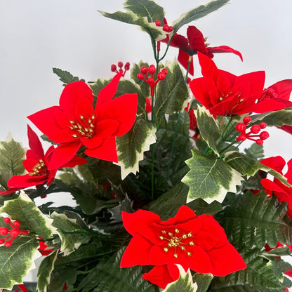 "Holiday Beauty" Pre-Made Vase Insert (Red, Dark Green)