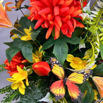 Butterfly Blooms Pre-Made Vase Insert (Orange/Yellow)