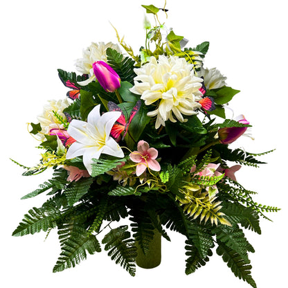 Butterfly Blooms Pre-Made Vase Insert (White/Purple)