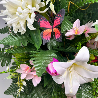 Butterfly Blooms Pre-Made Vase Insert (White/Purple)