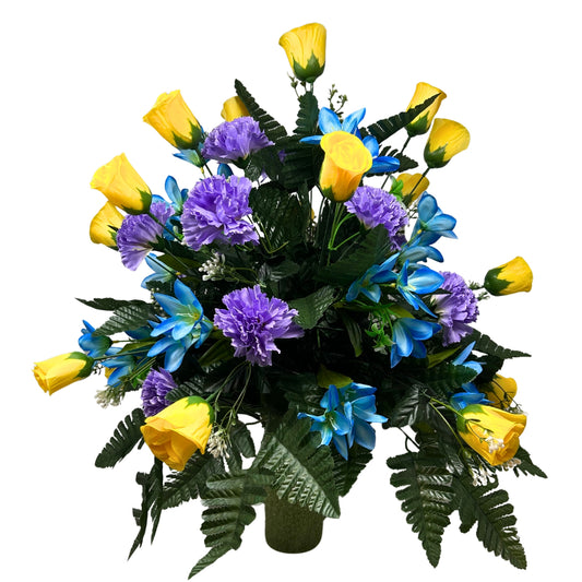 Rolling Fields Pre-Made Vase Insert (Yellow/Purple/Blue)