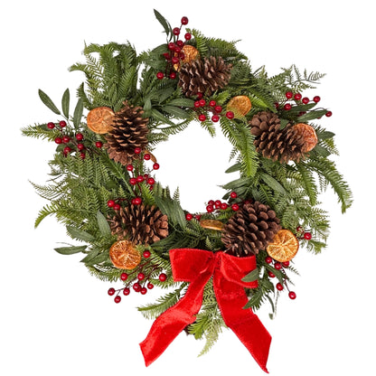 Faux Dried Orange/Berry/Pine Wreath 24" | YK