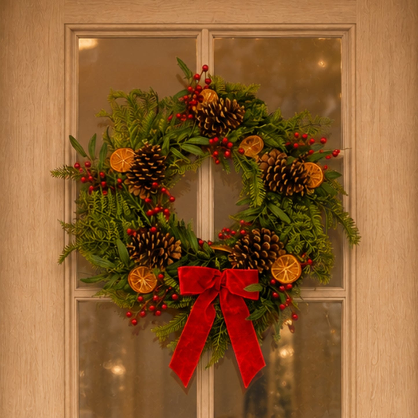Faux Dried Orange/Berry/Pine Wreath 24" | YK