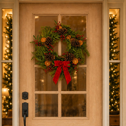 Faux Dried Orange/Berry/Pine Wreath 24" | YK