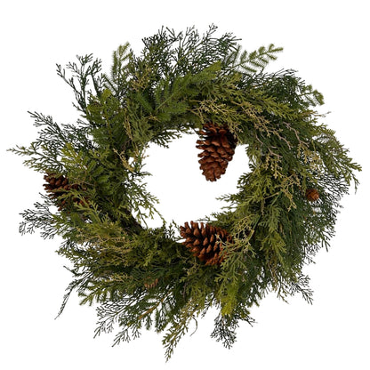 Real Touch Mixed Cedar Wreath 27" | YS