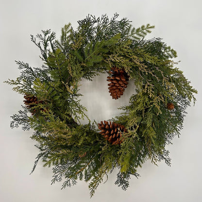 Real Touch Mixed Cedar Wreath 27" | YS