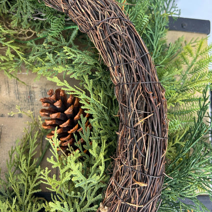 Real Touch Mixed Cedar Wreath 27" | YS