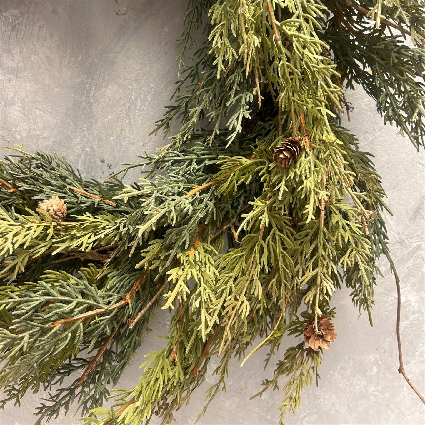 Real Touch Cypress Wreath w/ Mini Cones 24" | YS