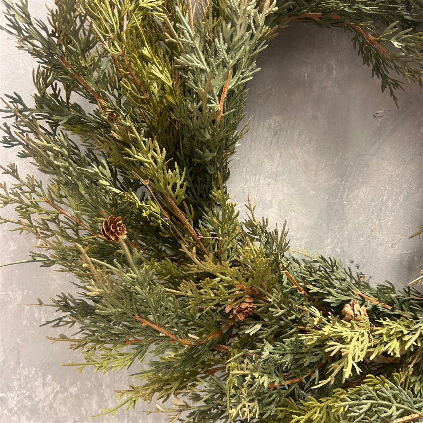 Real Touch Cypress Wreath w/ Mini Cones 24" | YS
