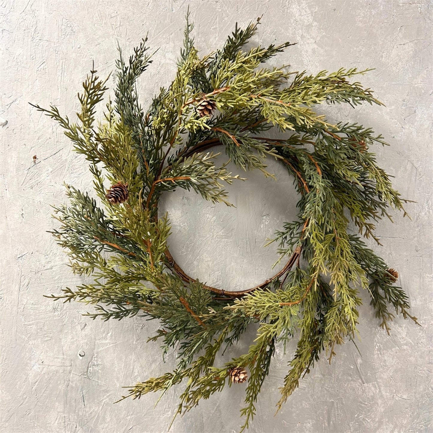 Real Touch Cypress Wreath w/ Mini Cones 18" | YS