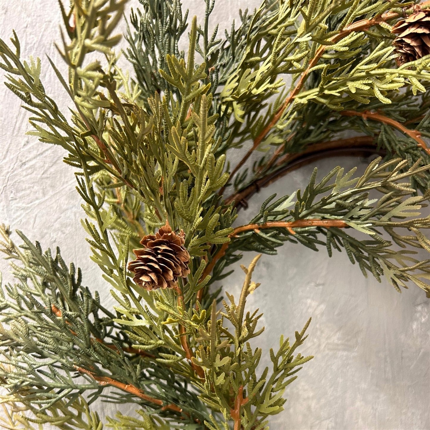Real Touch Cypress Wreath w/ Mini Cones 18" | YS