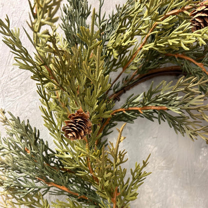 Real Touch Cypress Wreath w/ Mini Cones 18" | YS
