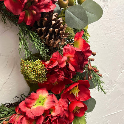 Winter Hydrangea Wild Rose Wreath 24" | TG