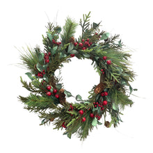 Load image into Gallery viewer, Western Woods Pine / Berry/ Pinecone Wreath 24&quot; | KS