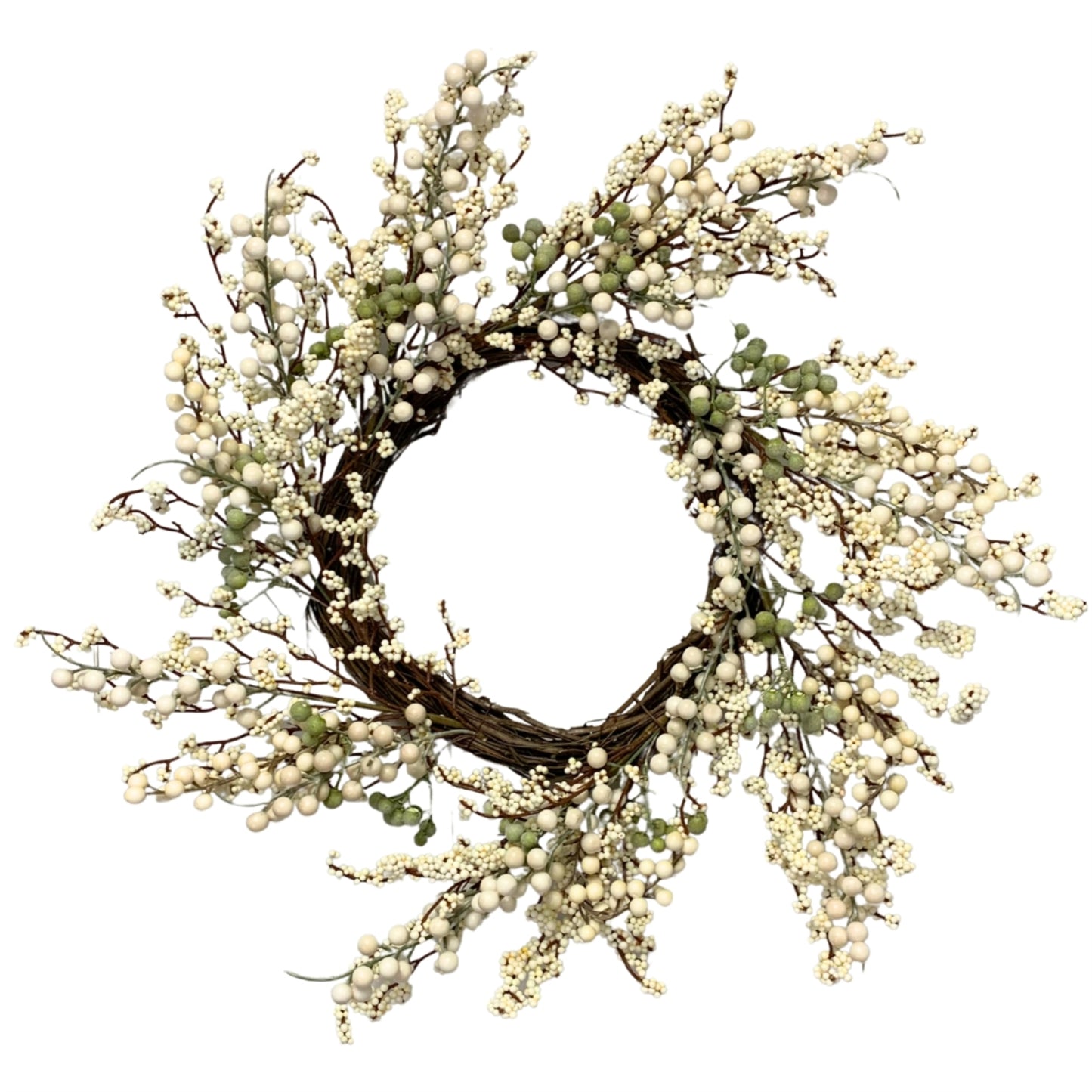 Cream/Green Berry Mix Wreath 24”  |KS