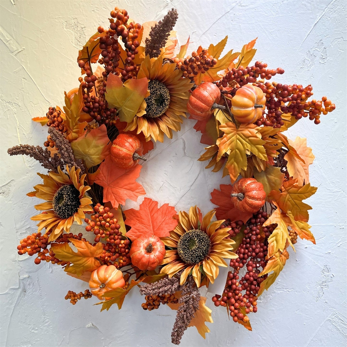 Fall Harvest Pumpkin/Sunflower Wreath 24" | KS