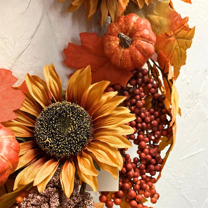 Fall Harvest Pumpkin/Sunflower Wreath 24" | KS