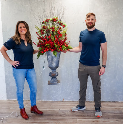 Rustic Antique Grey Wash Urn 24” | AMR