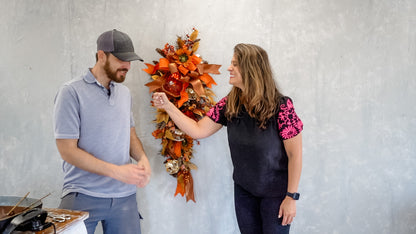 Fall Tear Drop Swag featuring Pumpkins, Sunflowers and Bling (Completed Swag)