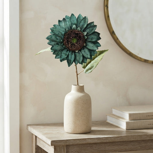Vintage Fabric Sunflower Stem 27" - Teal | GT