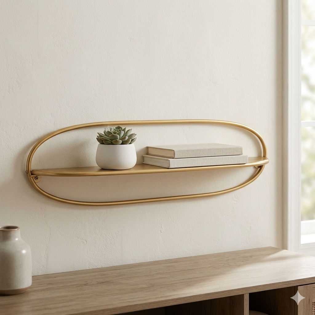 Round Metal Floating Wall Shelf