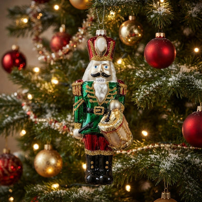 Red/Green Nutcracker Glass Ornament 9.5" | TG