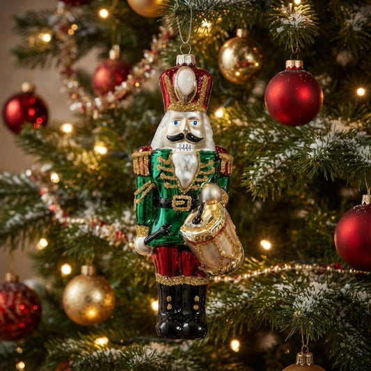 Red/Green Nutcracker Glass Ornament 9.5" | TG