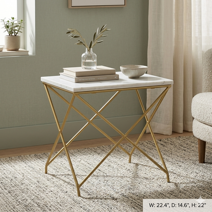 Xander End Table With White Marble Top (Pick Up Only)