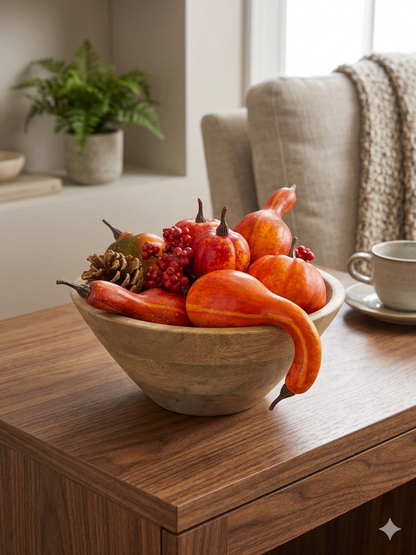 Sunset Orange Artificial Pumpkins and Pinecones | KS