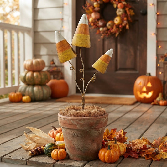 Metal Candy Corn Garden Stakes 24" | FH