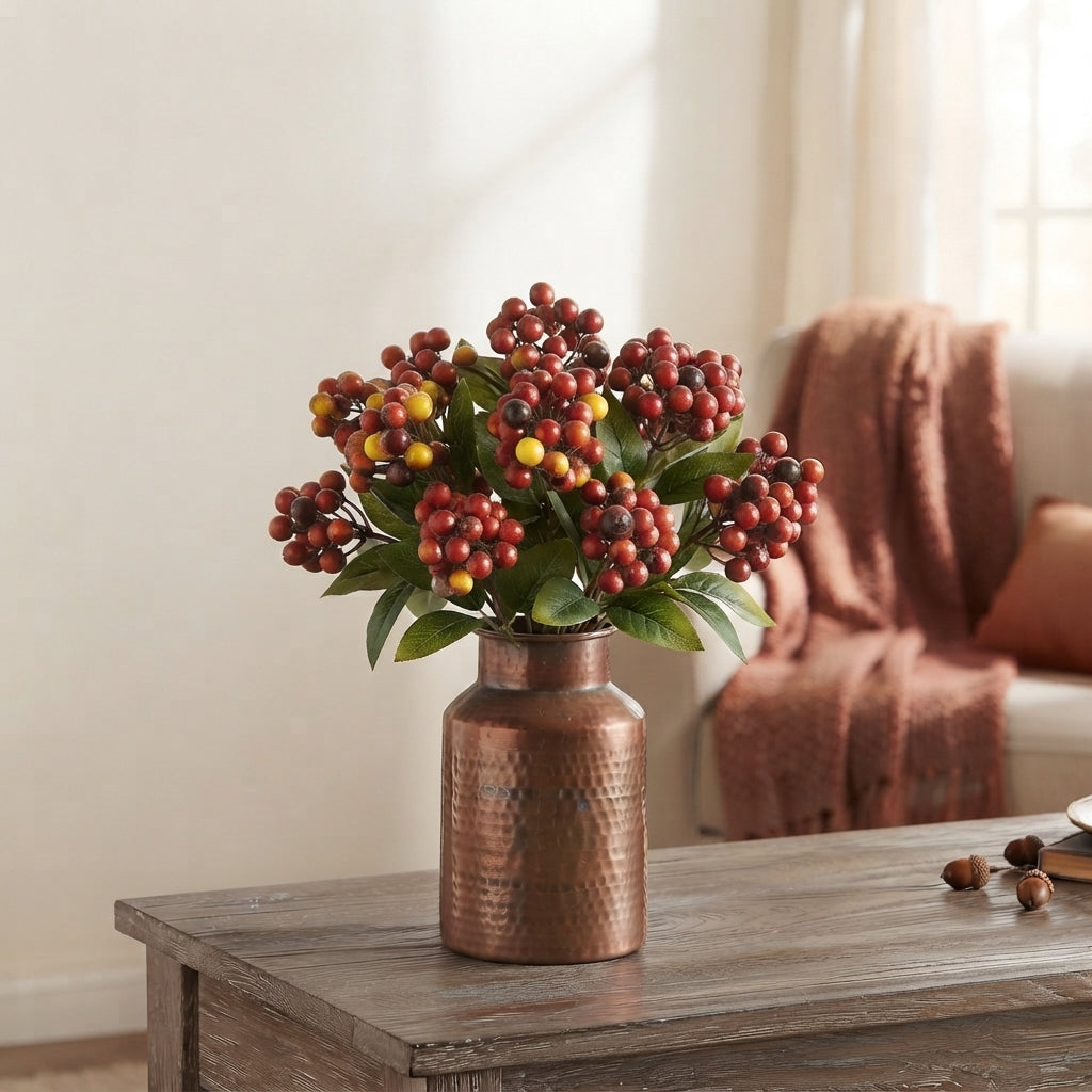 Faux Botanical Cluster Berry Stem 24" - Cranberry | YS