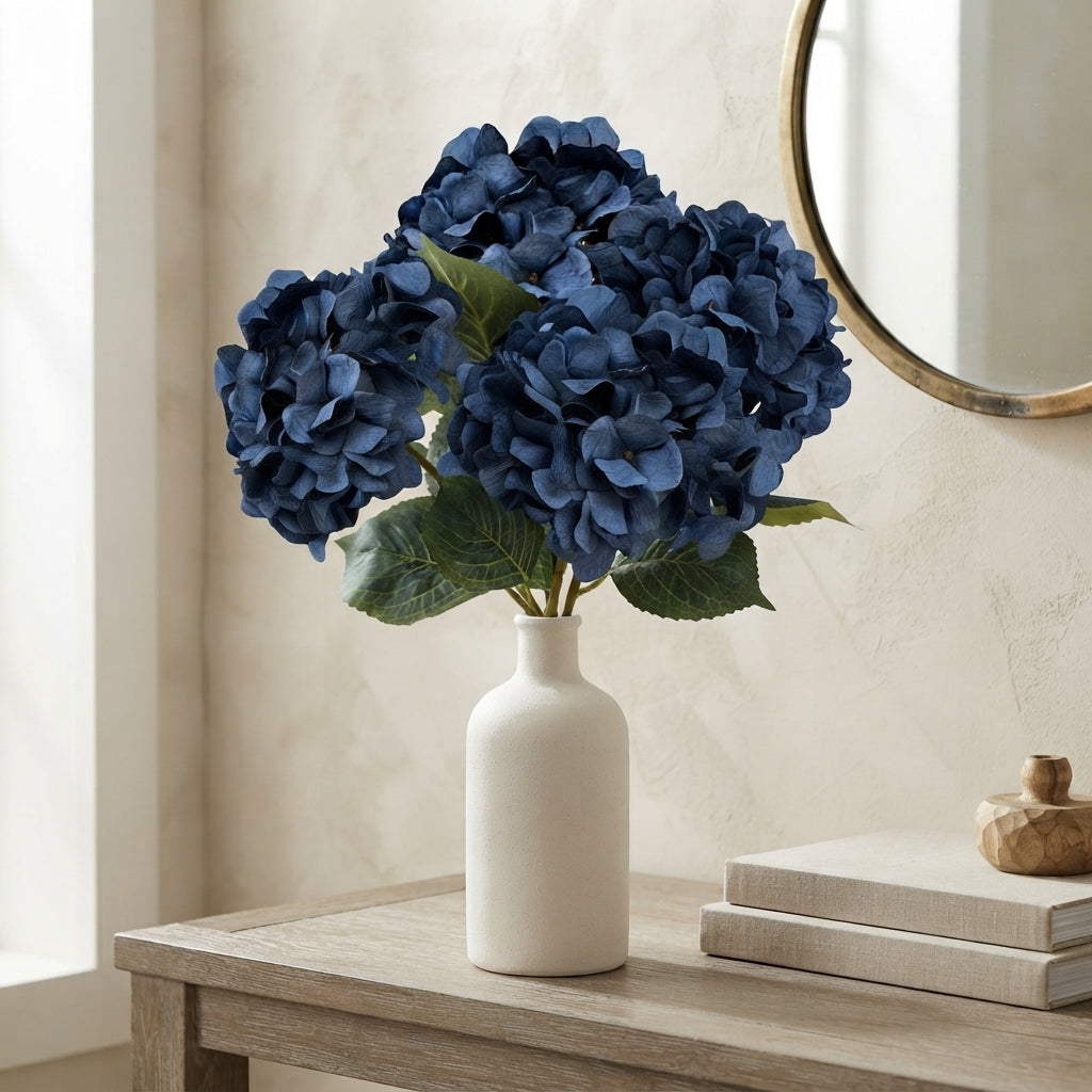 Faux Dried Hydrangea Stem 30" - Navy Blue | GT