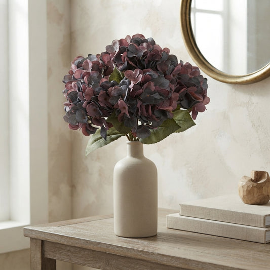 Faux Dried Hydrangea pick 13.5" - Dried Plum | GT