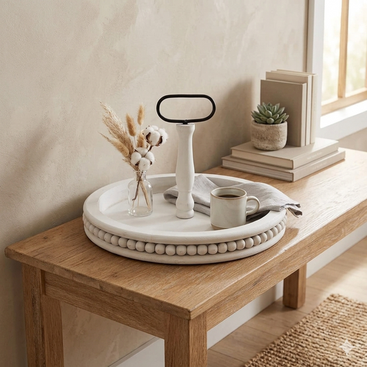 White Washed Wooden Tray