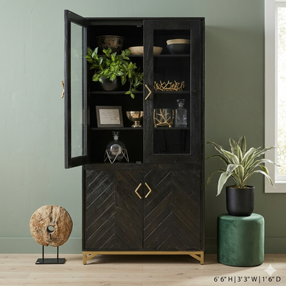 Wooden Cabinet with Parquet Pattern
