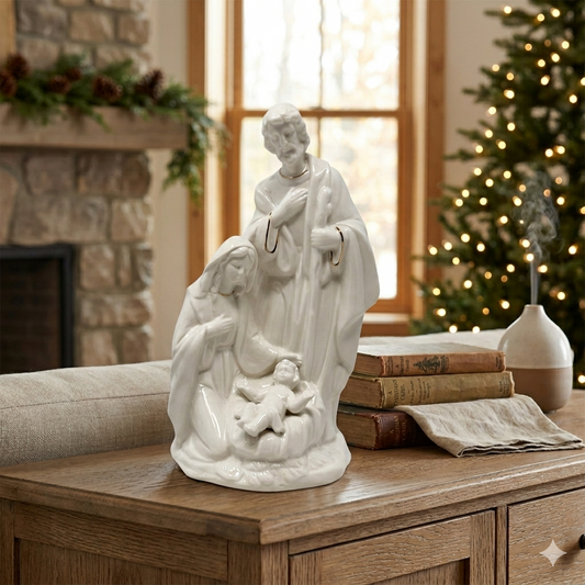 Ceramic Nativity Holy Family Tabletop 8" | LC