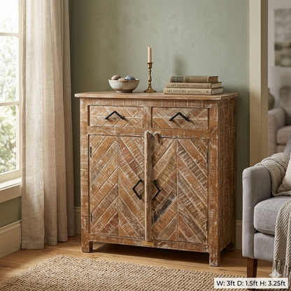 3' x 3.25' White Distressed Vintage Wood Cabinet (Pick Up Only)