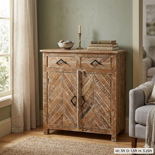 3' x 3.25' White Distressed Vintage Wood Cabinet (Pick Up Only)