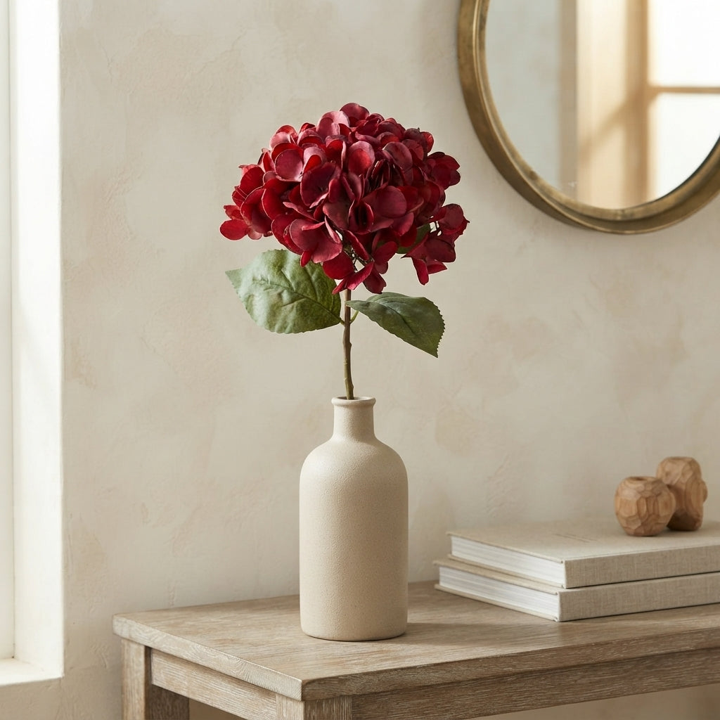 Faux Dried Hydrangea pick 13.5" - Red | GT