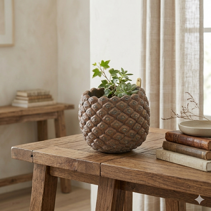 Cement Pine Cone Pot 5.5" x 5.5" x 4" | XJC22