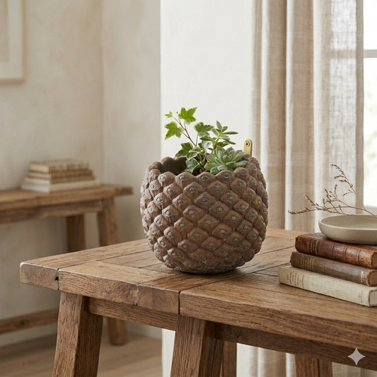 Cement Pine Cone Pot 5.5" x 5.5" x 4" | XJC22