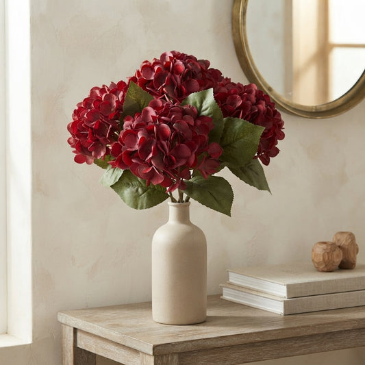 Faux Dried Hydrangea pick 13.5" - Red | GT