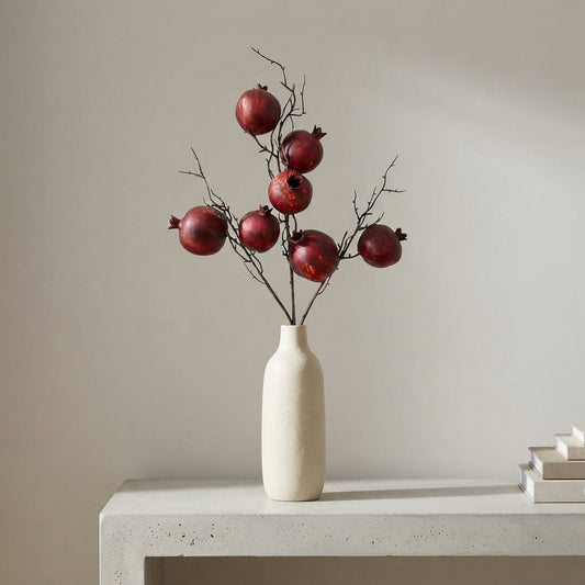 Faux Botanical Pomegranate Stem 34" - Deep Red | YS